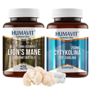 Zestaw Neuro-Koncentracja : Humavit® Cytykolina + HUMAVIT® LION`S MANE + Drożdże piwowarskie 150szt