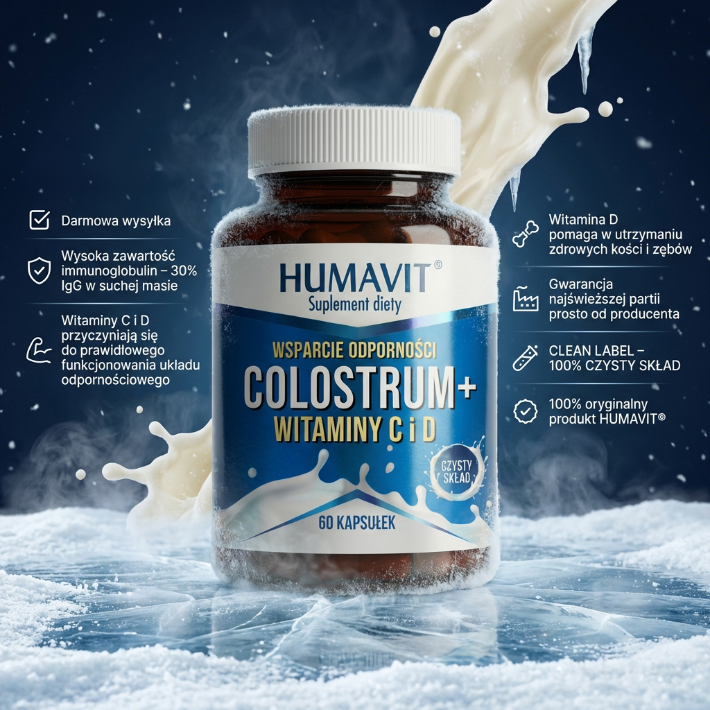 Zestaw "Czysta odporność" – (2szt) Humavit® – Colostrum + witaminy "C" i "D" (30% igG) hover