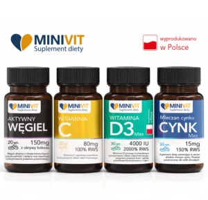 Zestaw MINIVIT® (witamina C, węgiel aktywny, witamina D3, cynk)